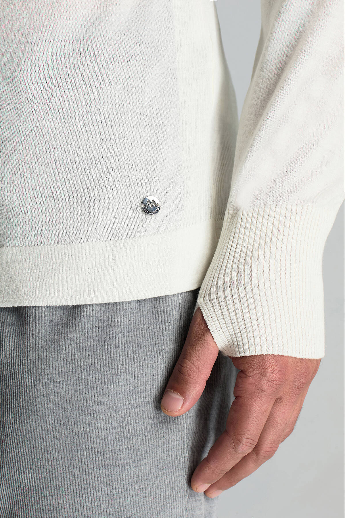 Slim Fit Beyaz Activewear Merino Yün Triko