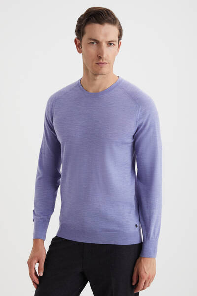 Extrafine Merino Açık Mor Bisiklet Yaka Triko