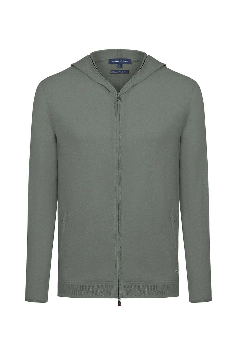 Hemington Slim Fit Haki Kapüşonlu İnce Hırka. 9 Hemington Slim Fit Haki Kapüşonlu İnce Hırka. 9