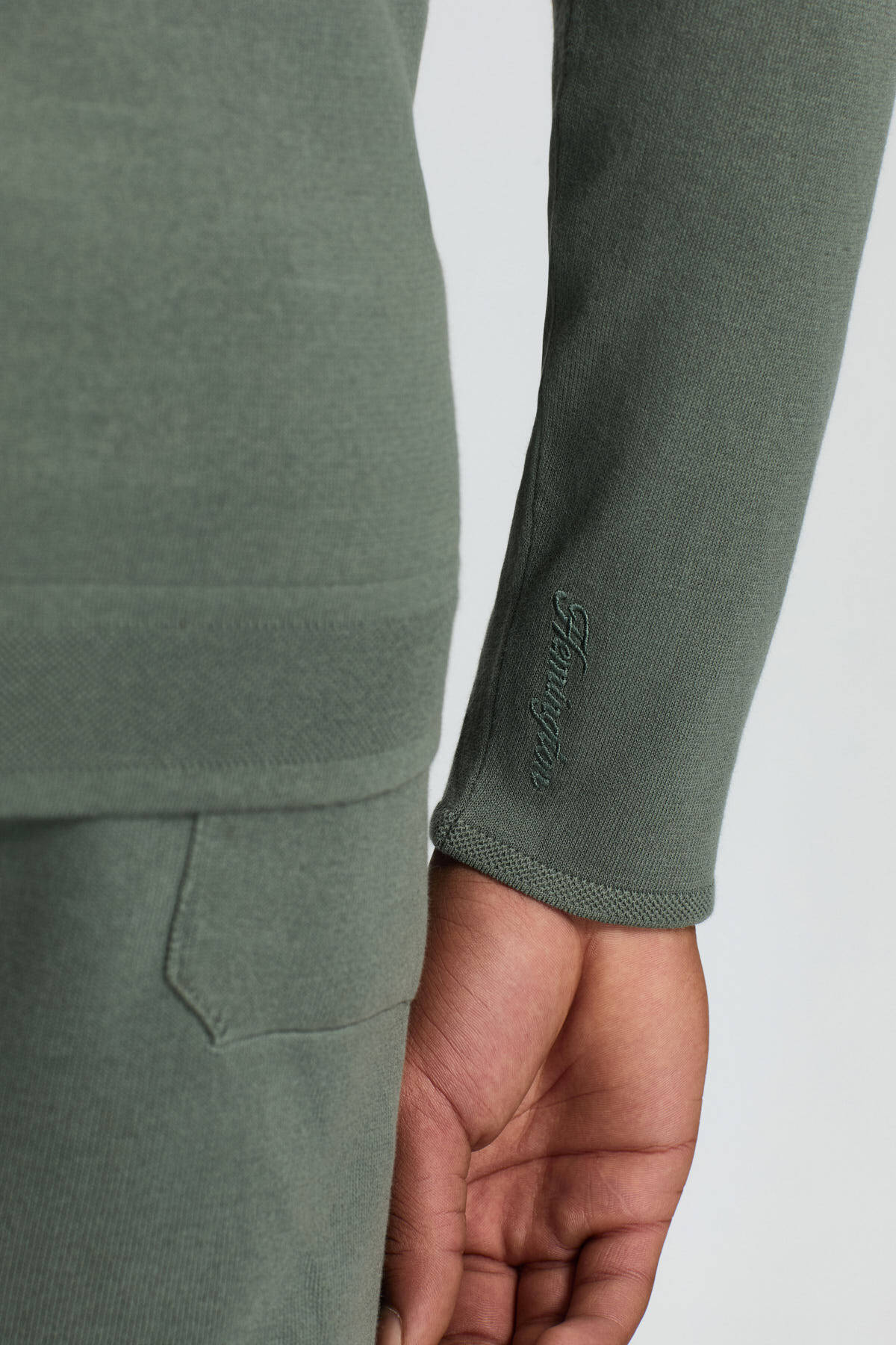 Slim Fit Haki Kapüşonlu İnce Hırka
