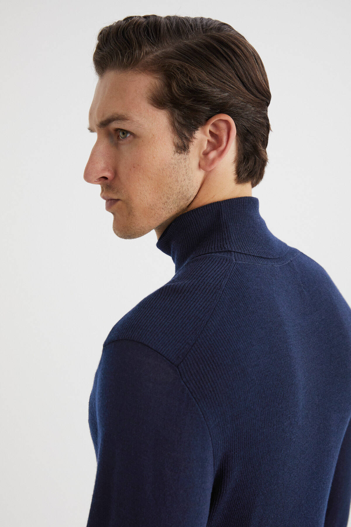 Slim Fit Lacivert Activewear Merino Yün Triko