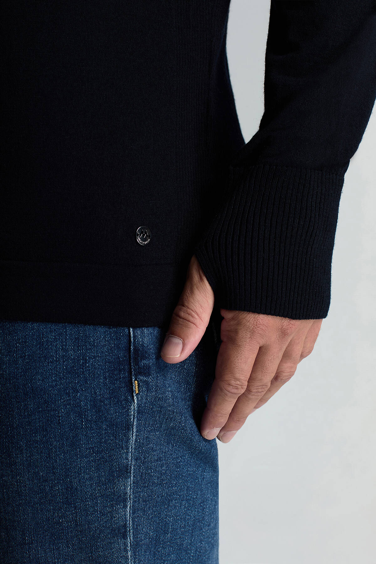 Slim Fit Lacivert Activewear Merino Yün Triko