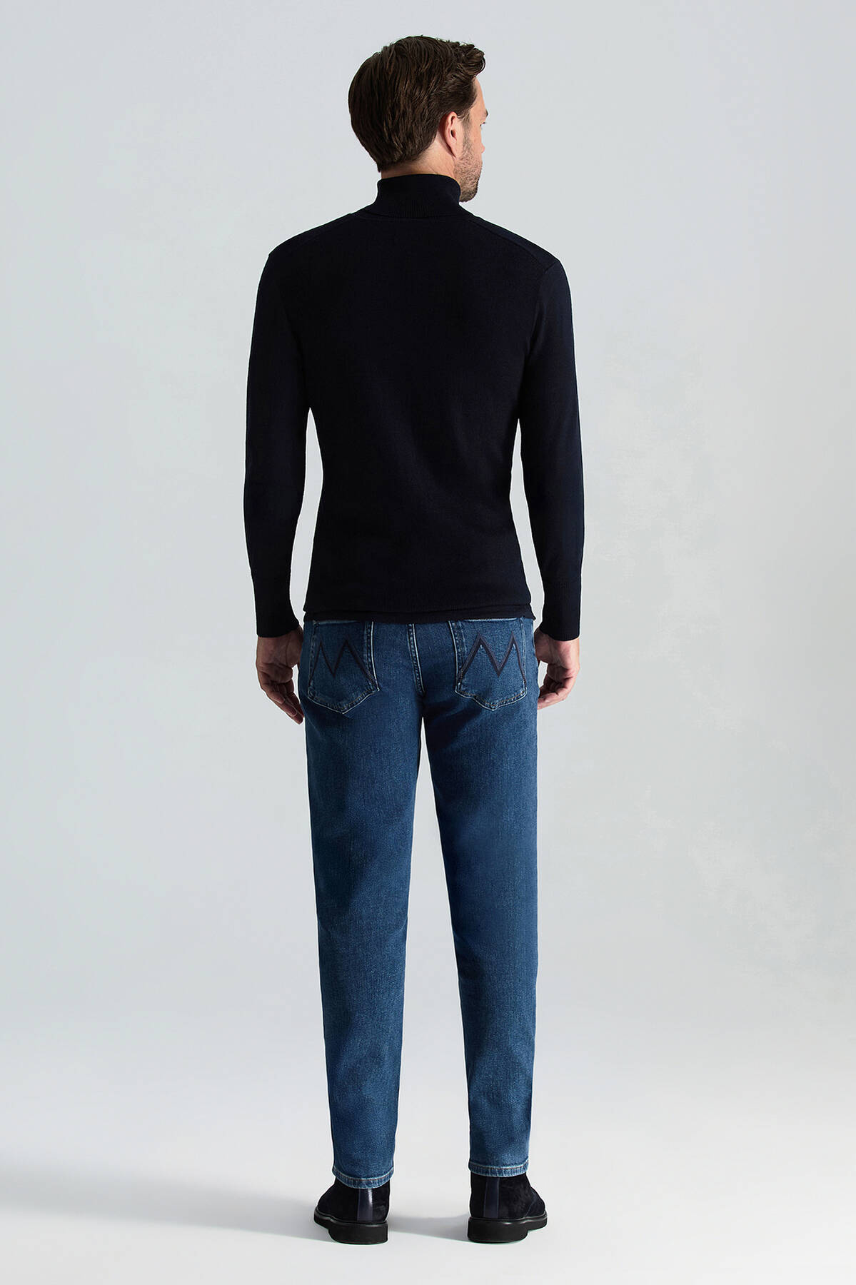 Slim Fit Lacivert Activewear Merino Yün Triko