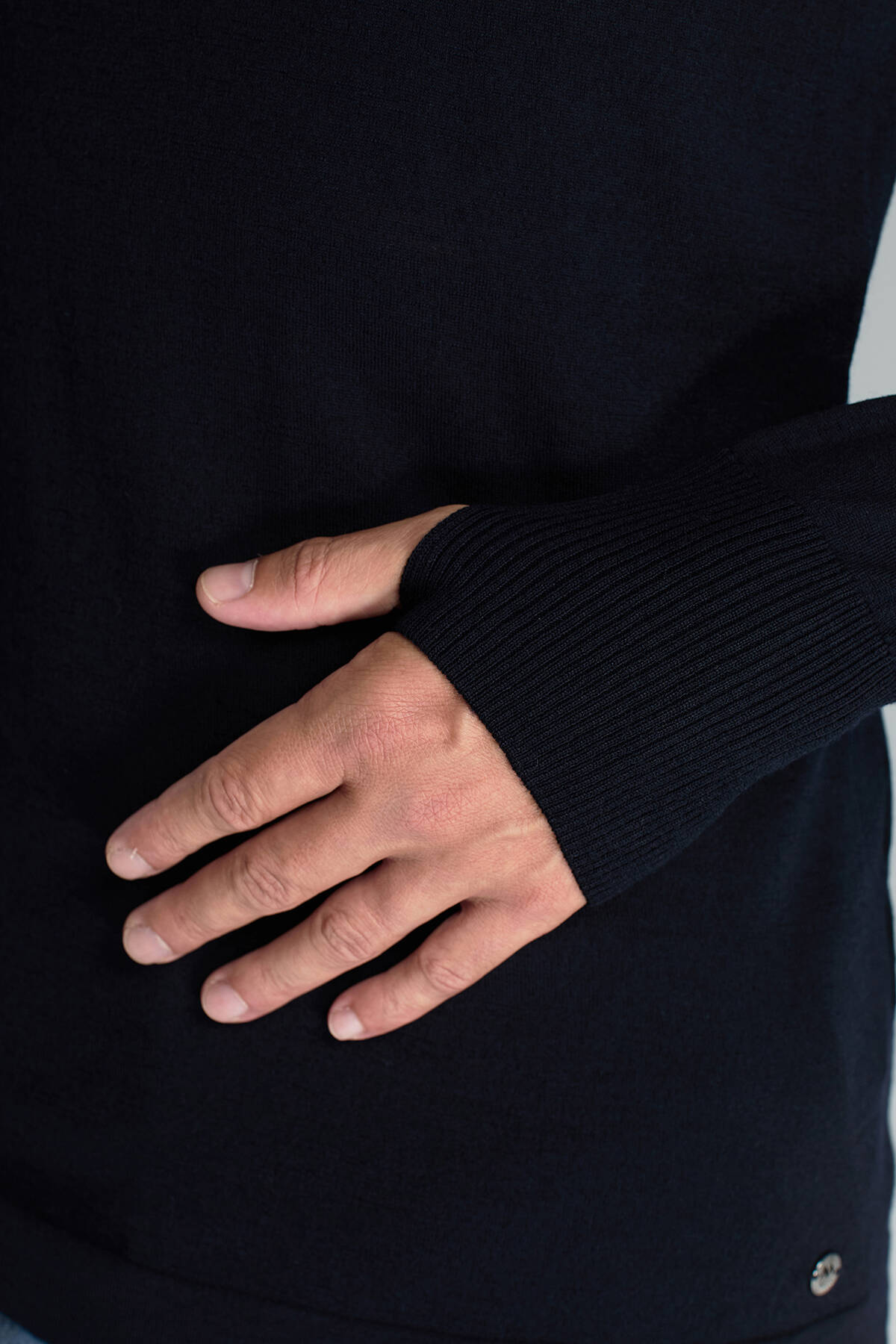 Slim Fit Lacivert Activewear Merino Yün Triko