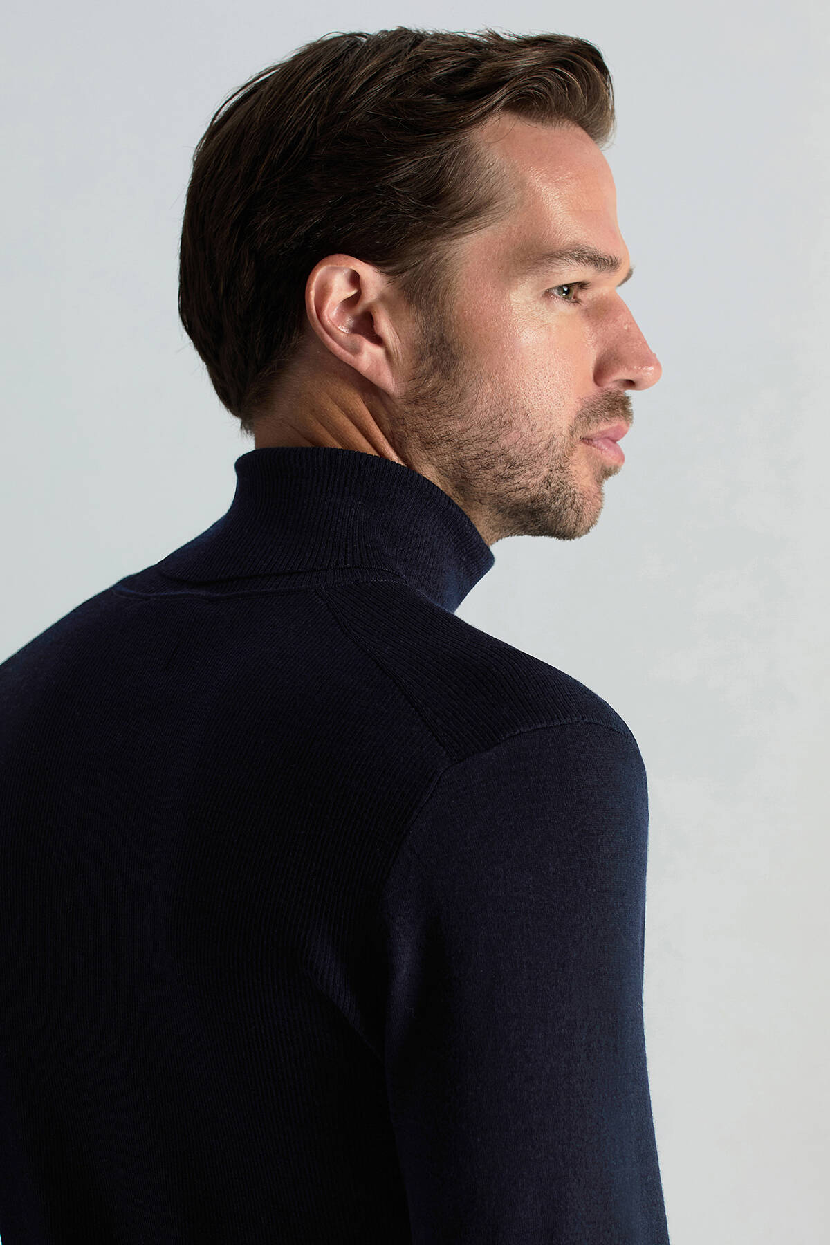 Slim Fit Lacivert Activewear Merino Yün Triko