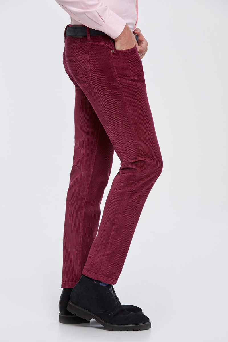 Hemington Slim Fit Magenta Kadife Pantolon. 2