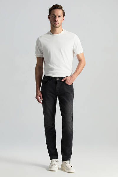 Hemington - Saf Pamuk Slim Fit Siyah Denim Pantolon (1)