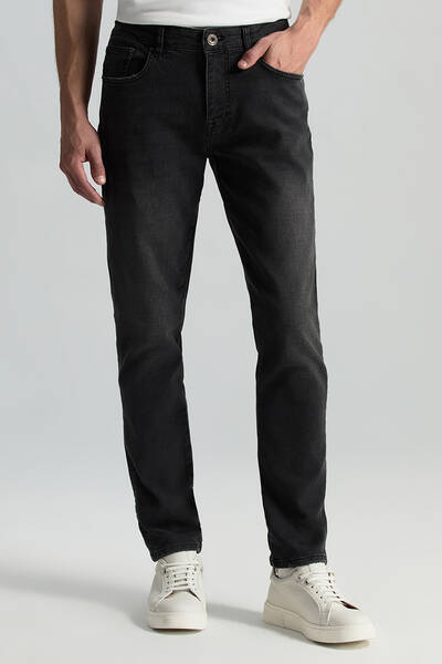 Hemington - Saf Pamuk Slim Fit Siyah Denim Pantolon