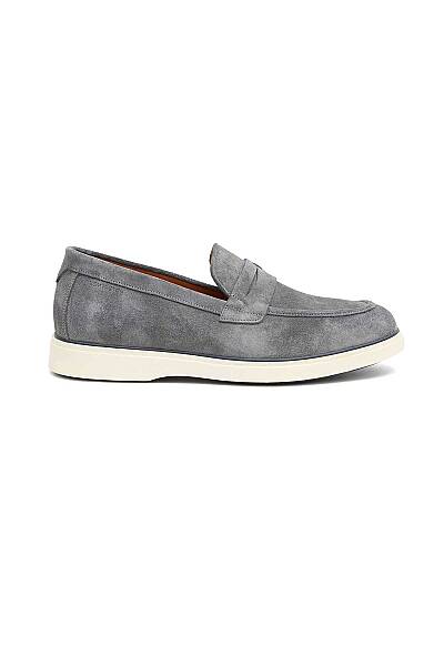 Süet Deri Açık Gri Loafer - Hemington