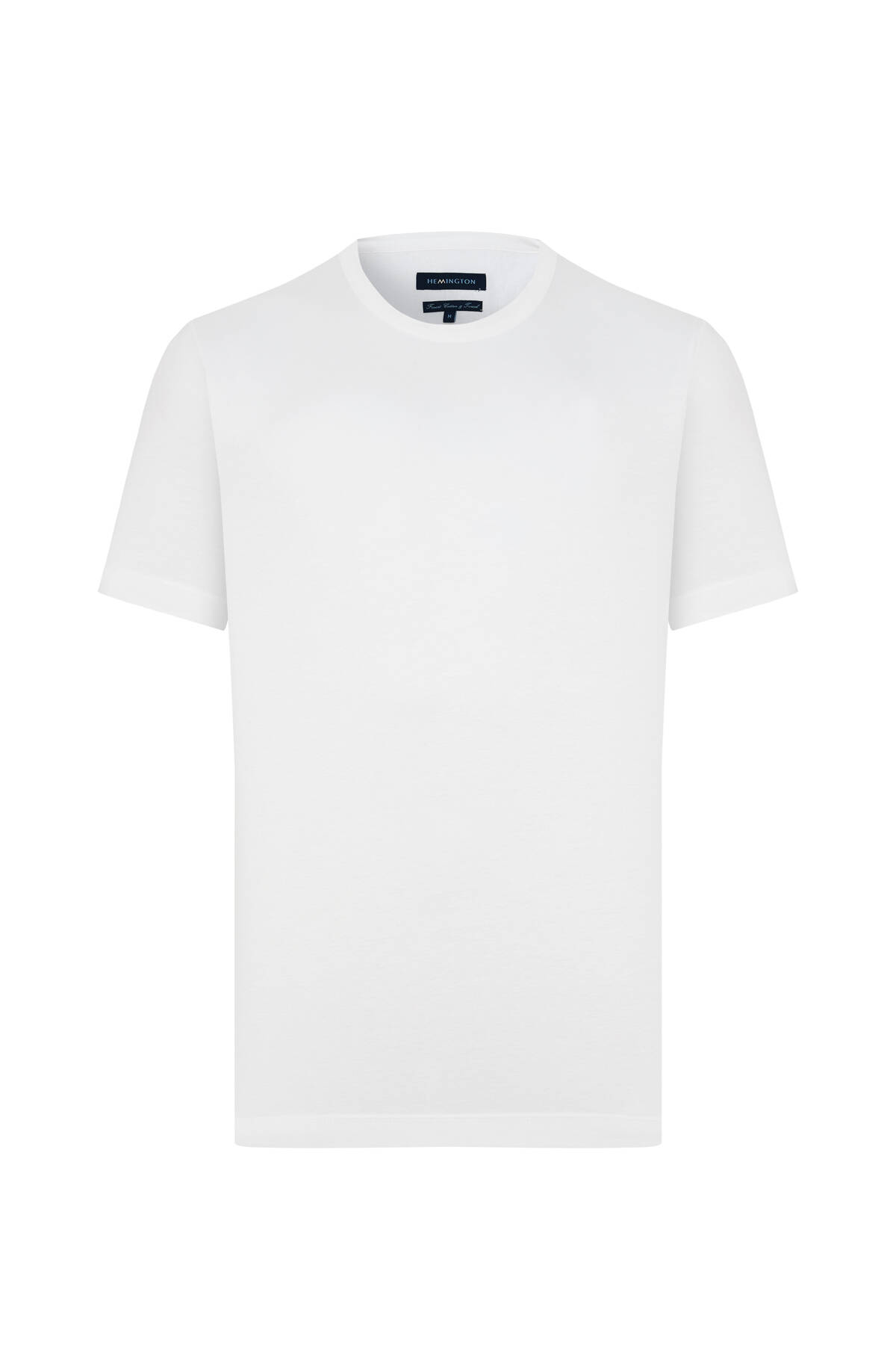 Supima Pamuk Bisiklet Yaka Tencel Beyaz T-Shirt