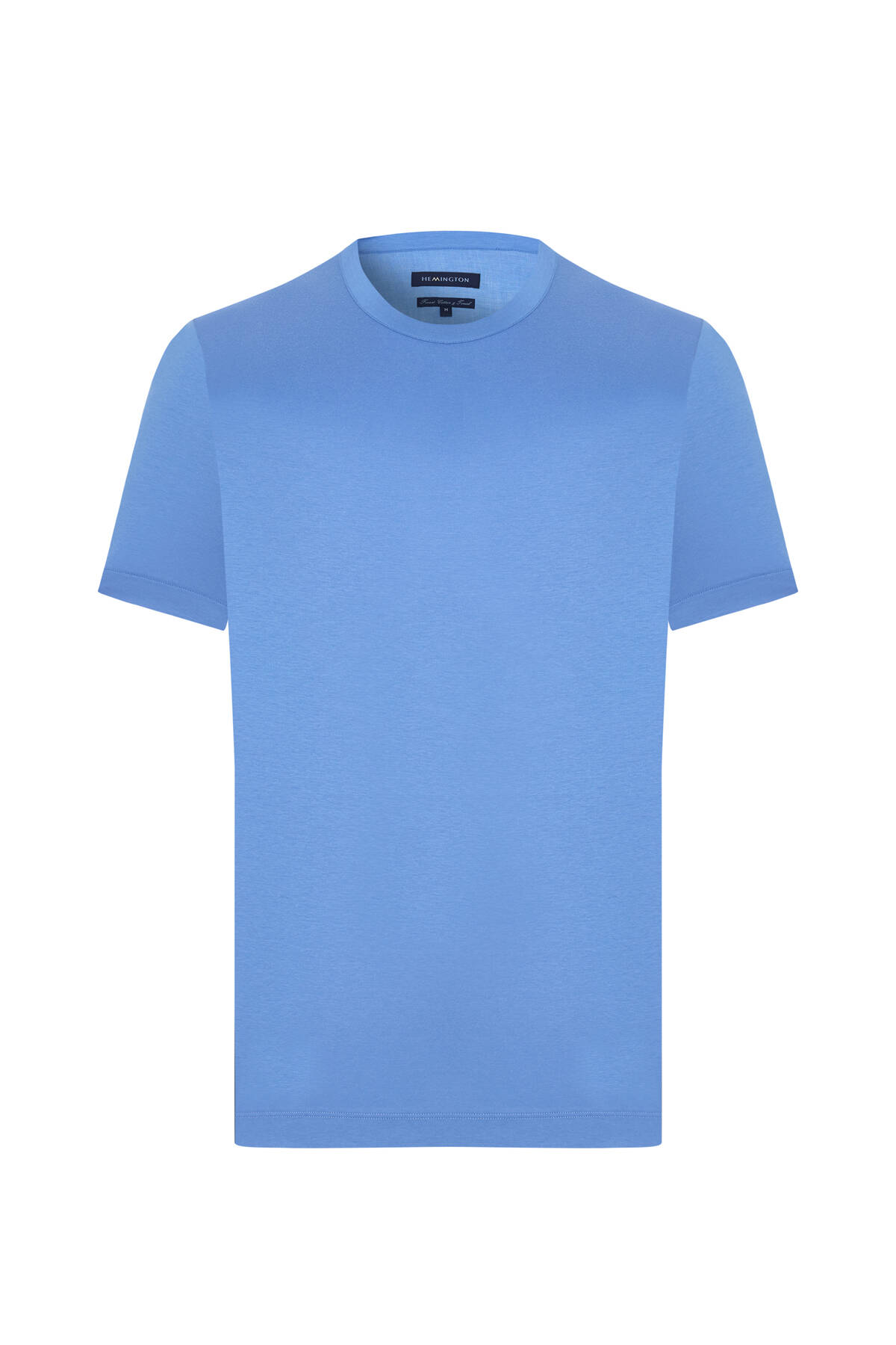 Supima Pamuk Bisiklet Yaka Tencel Mavi T-Shirt
