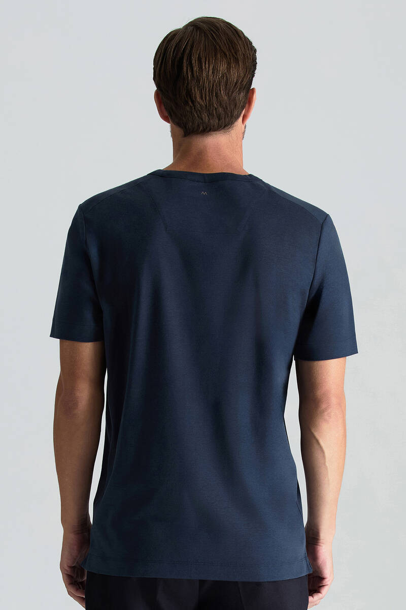 Supima Pamuk V Yaka Tencel Lacivert T-Shirt | | Hemington