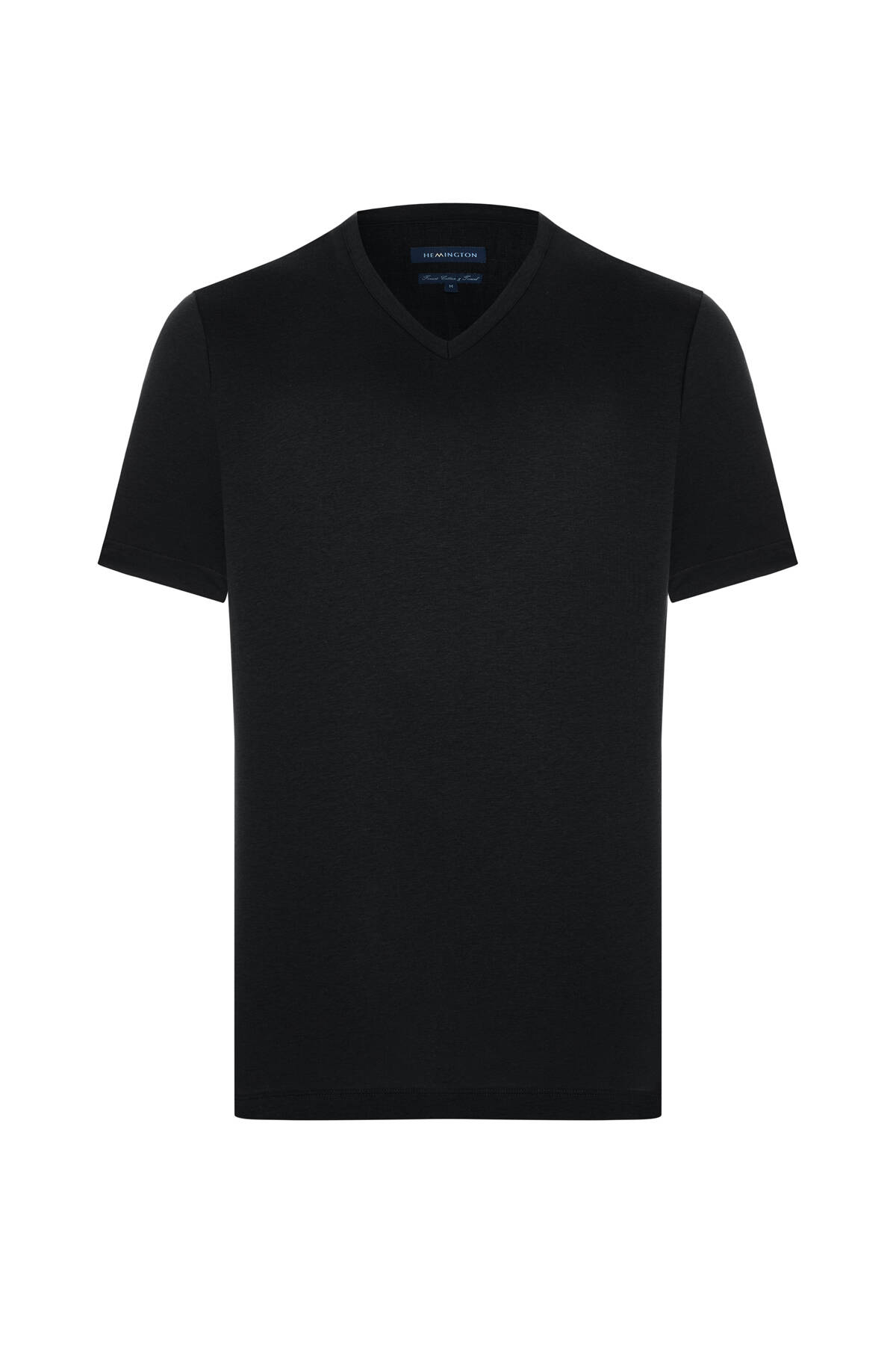 Supima Pamuk V Yaka Tencel Siyah T-Shirt