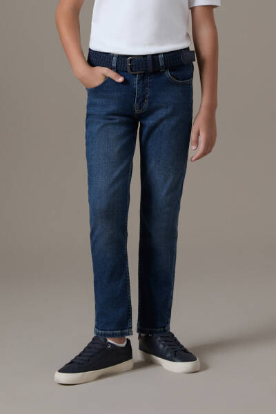 Lacivert Taşlanmış Denim Çocuk Pantolon - Hemington