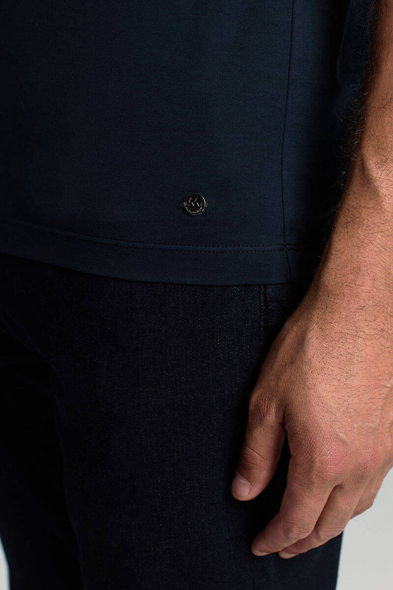 Lacivert V Yaka Basic T-Shirt
