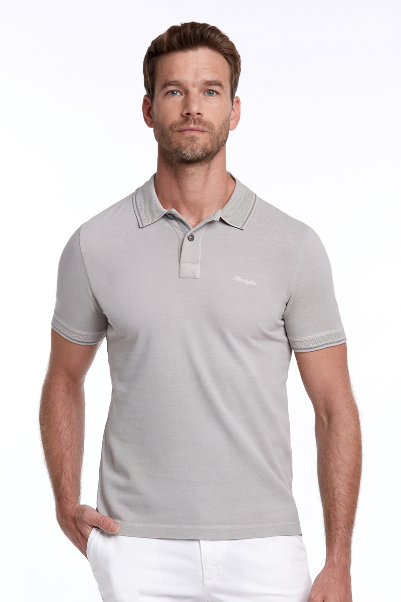 Hemington Vintage Görünümlü Açık Gri Polo Yaka T-Shirt. 1 Hemington Vintage Görünümlü Açık Gri Polo Yaka T-Shirt. 1