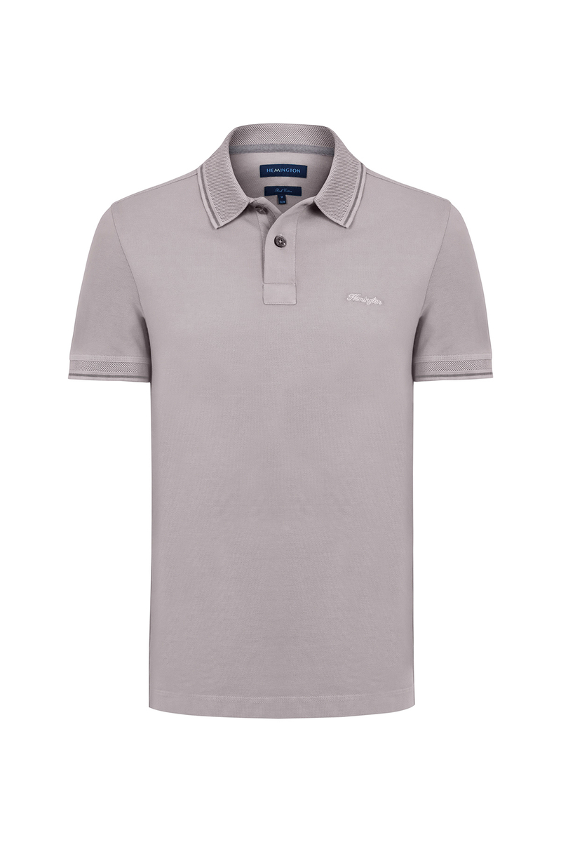 Hemington Vintage Görünümlü Açık Gri Polo Yaka T-Shirt. 6 Hemington Vintage Görünümlü Açık Gri Polo Yaka T-Shirt. 6