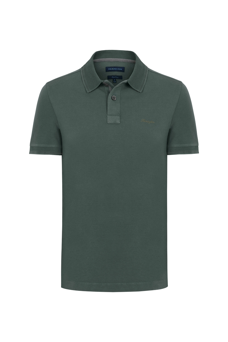 Hemington Vintage Görünümlü Polo Yaka Haki T-Shirt. 6 Hemington Vintage Görünümlü Polo Yaka Haki T-Shirt. 6