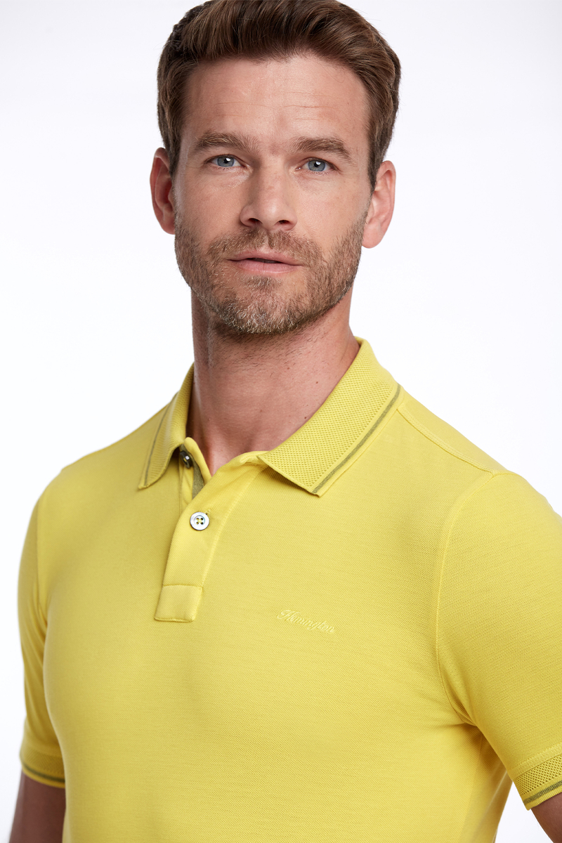 Hemington Vintage Görünümlü Sarı Polo Yaka T-Shirt. 3