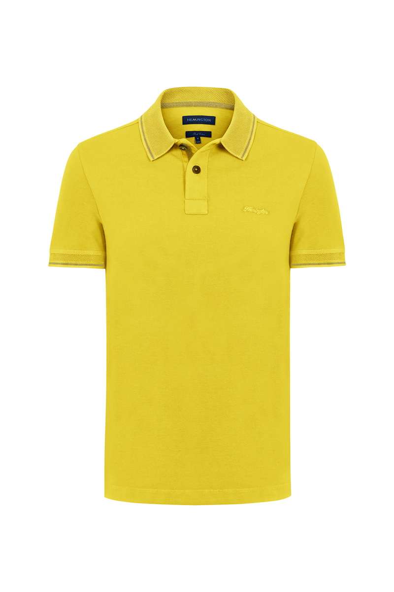 Hemington Vintage Görünümlü Sarı Polo Yaka T-Shirt. 6