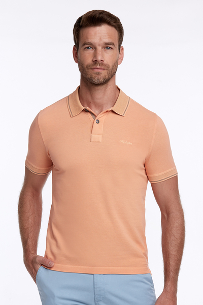 Vintage Görünümlü Turuncu Polo Yaka T-Shirt
