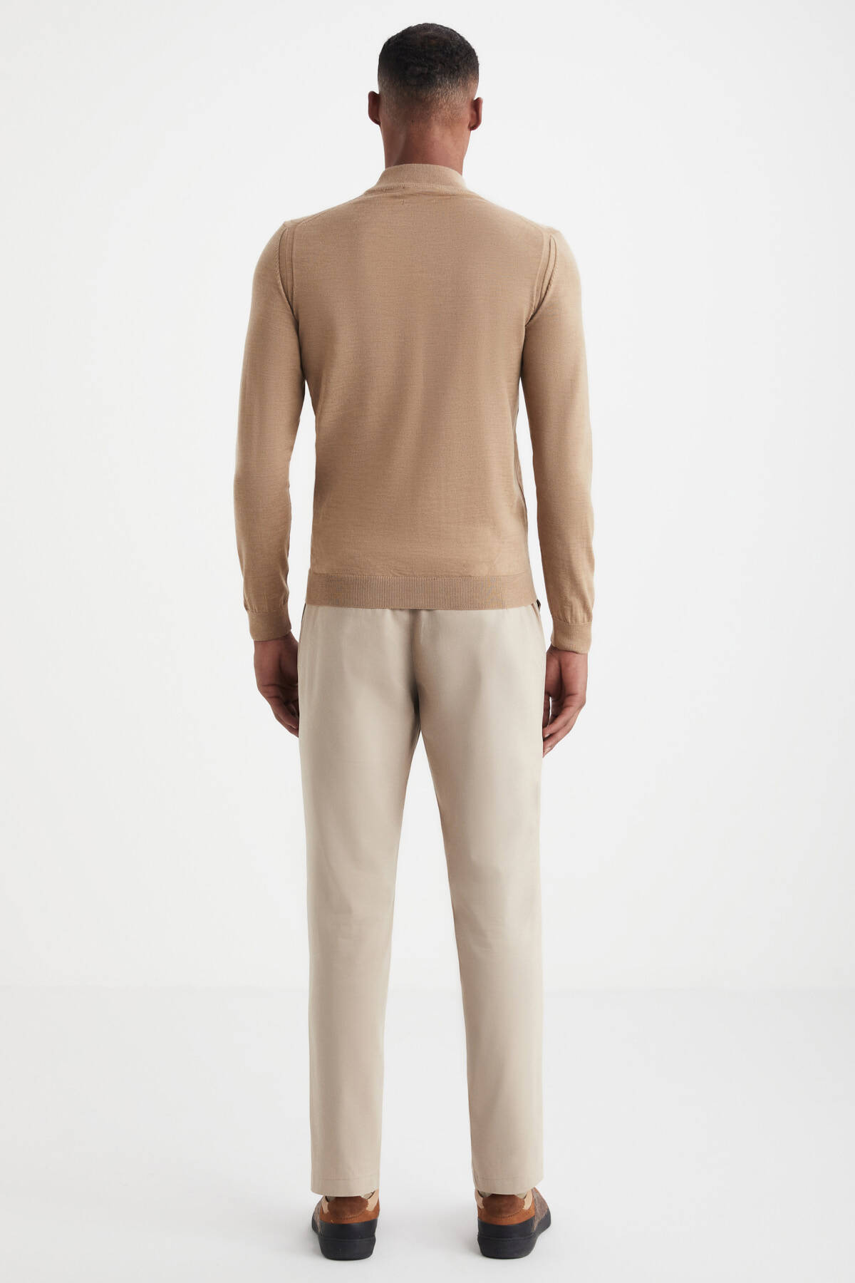 Yarım Balıkçı Yaka Merino Yün Camel Triko