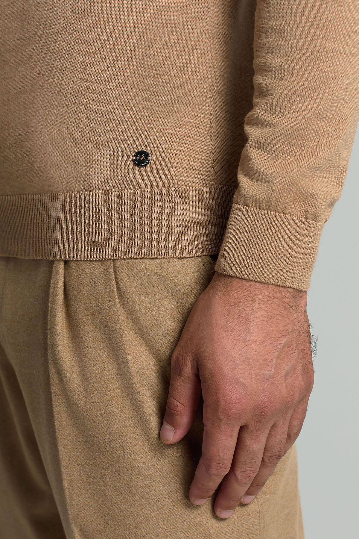Yarım Balıkçı Yaka Merino Yün Camel Triko
