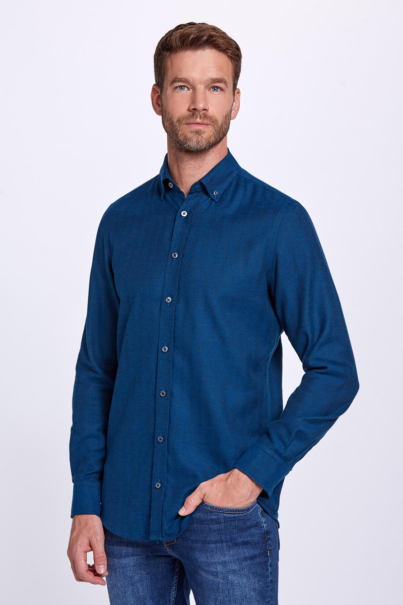Hemington Petrol Mavisi Slim Fit Spor Gömlek. 3 Hemington Petrol Mavisi Slim Fit Spor Gömlek. 3