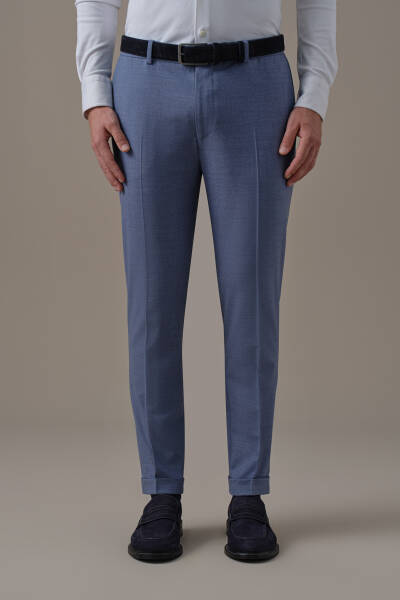 Saf Yün Mavi Chino Jogger Pantolon