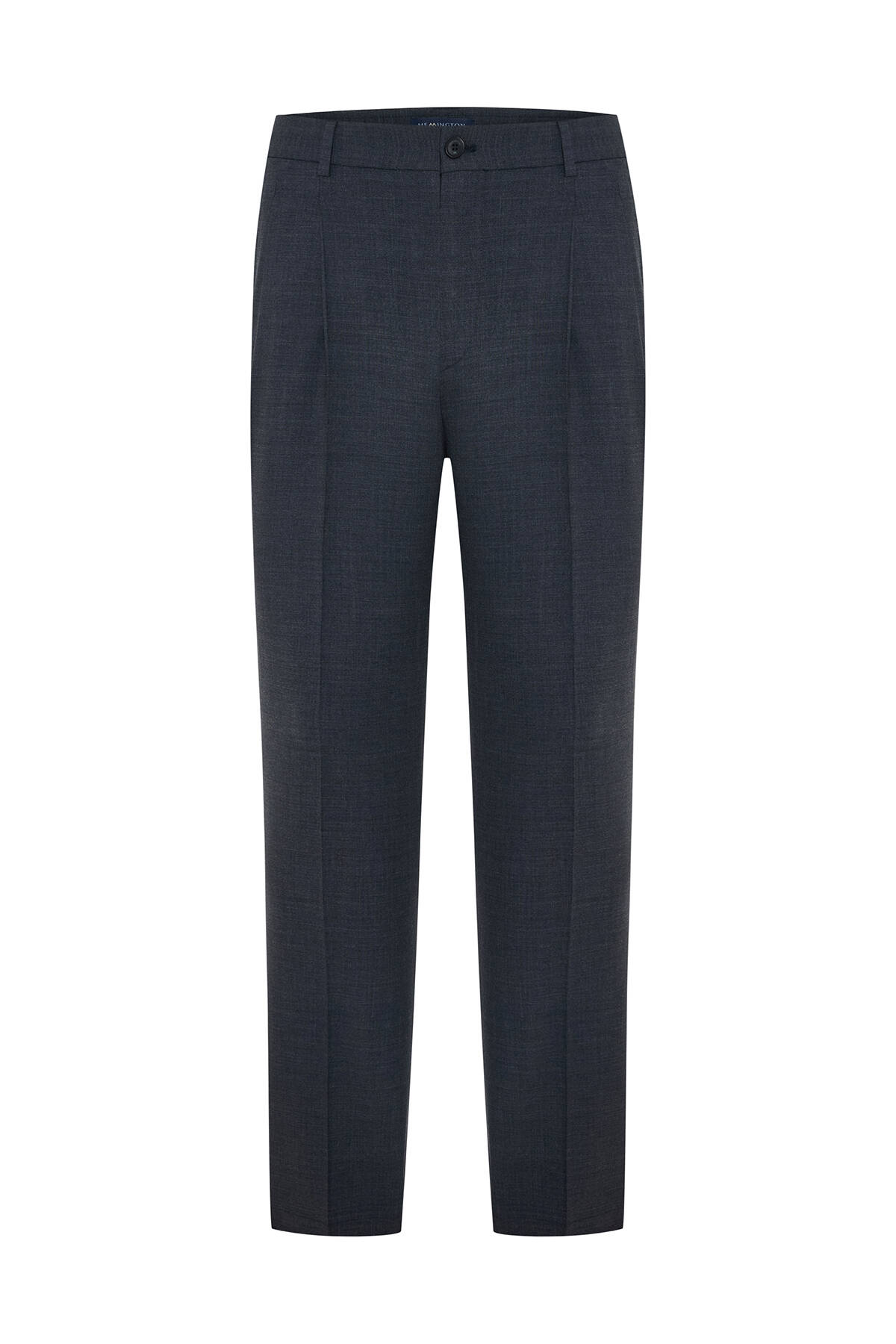 Yün Karışımlı Bağcık Detaylı Koyu Mavi Chino Jogger Pantolon
