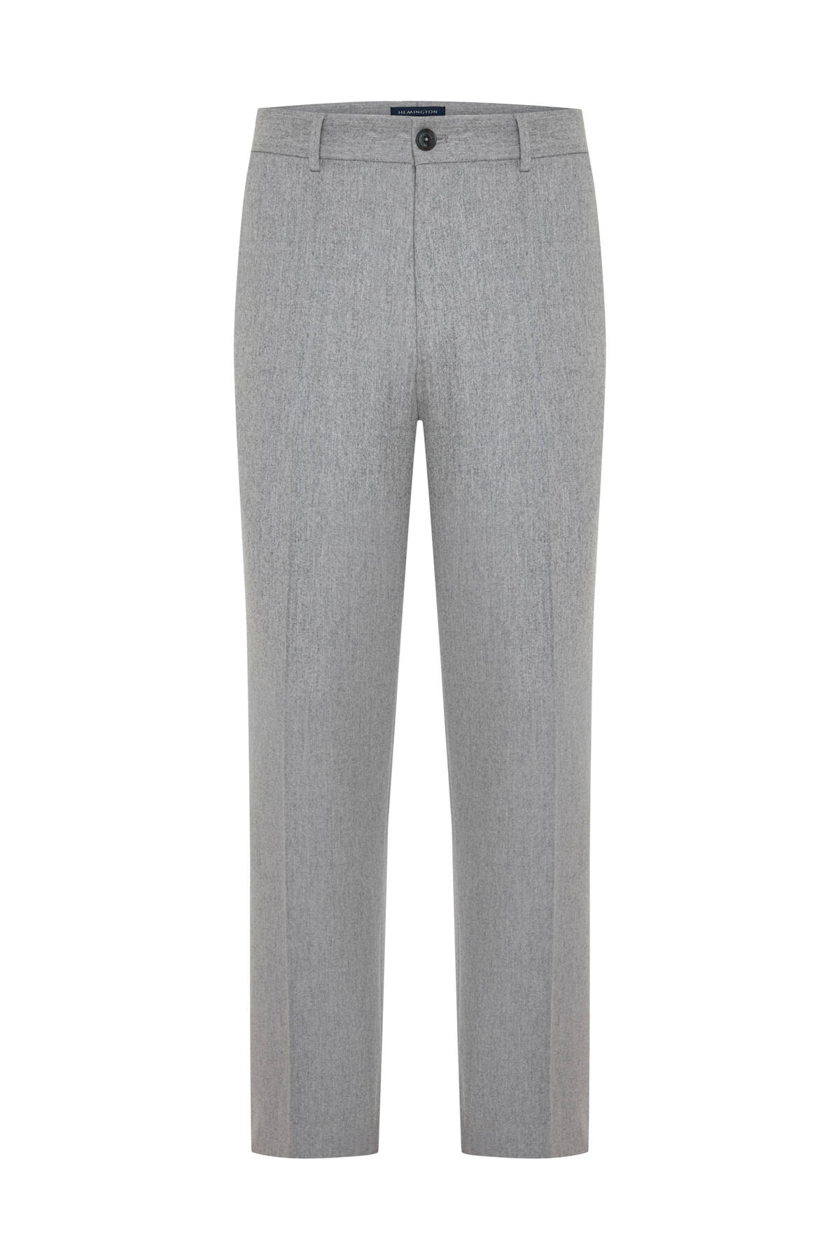 Yün Kaşmir Karışım Açık Gri Flanel Chino Pantolon