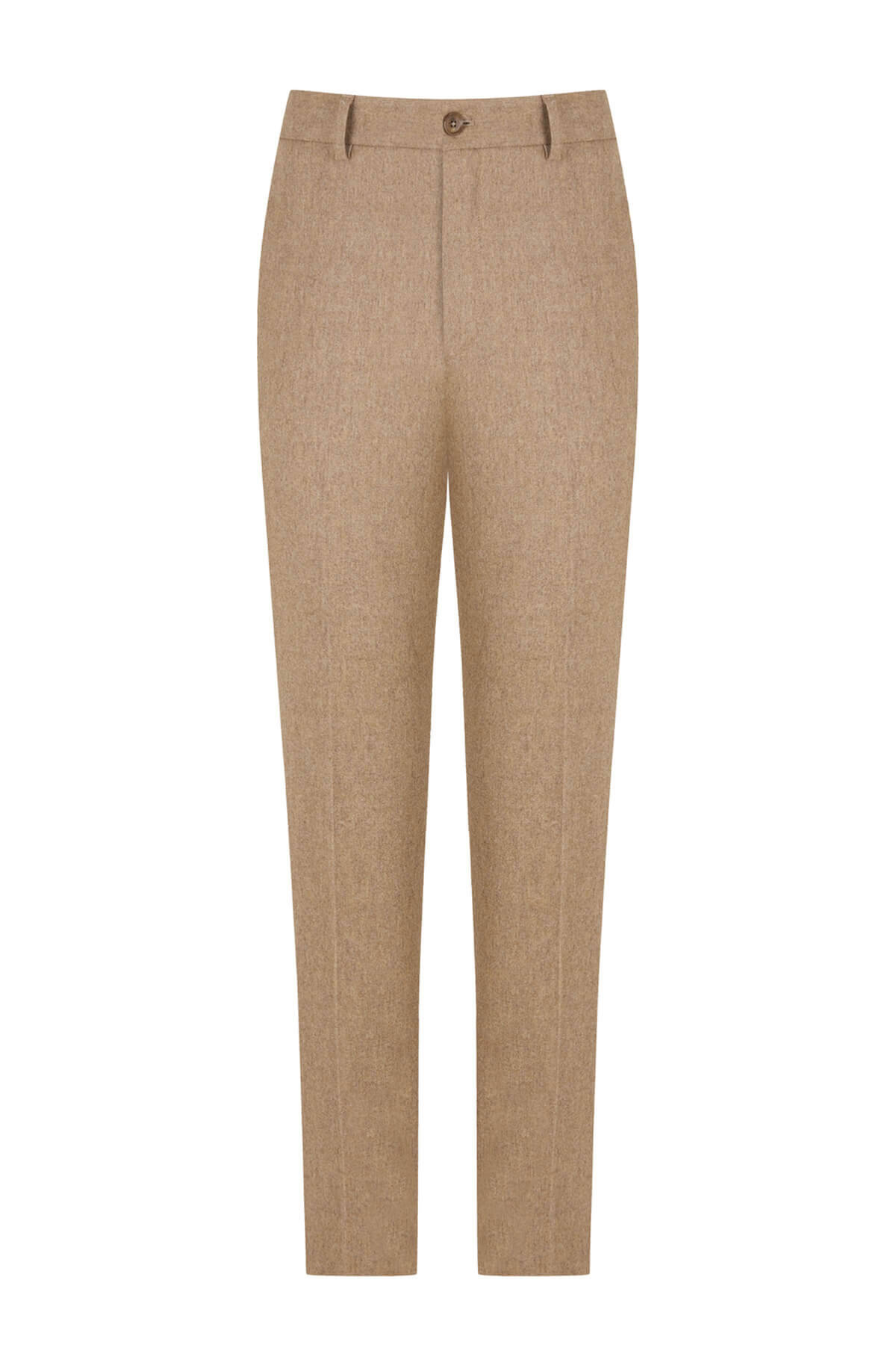 Yün Kaşmir Karışım Camel Flanel Chino Pantolon
