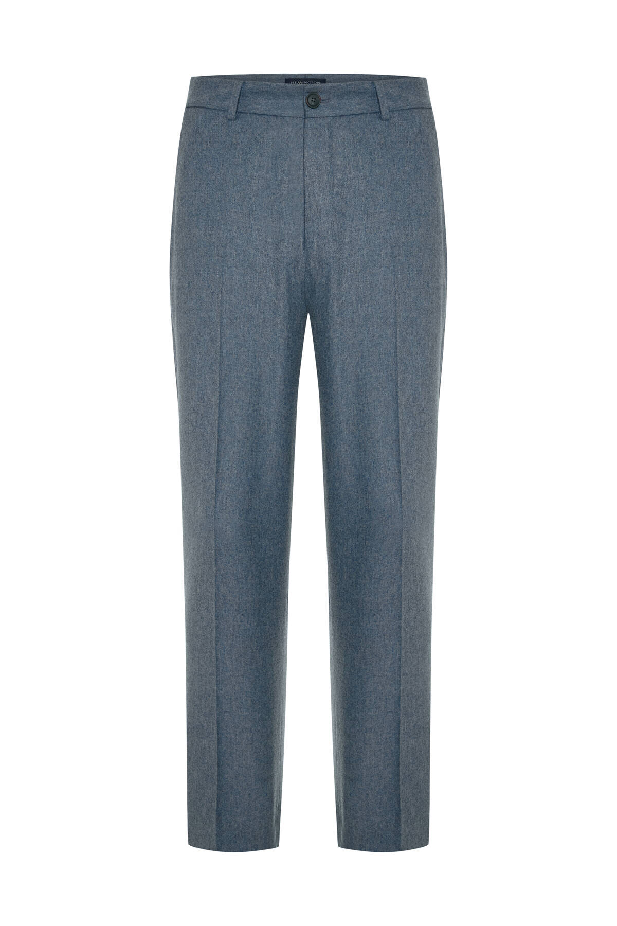 Yün Kaşmir Karışım Çelik Mavi Flanel Chino Pantolon