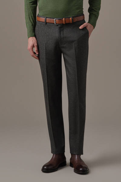 Yün Kaşmir Koyu Yeşil Flanel Pantolon - Hemington