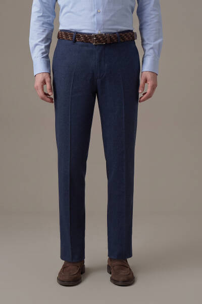 Yün Kaşmir Lacivert Flanel Pantolon - Hemington