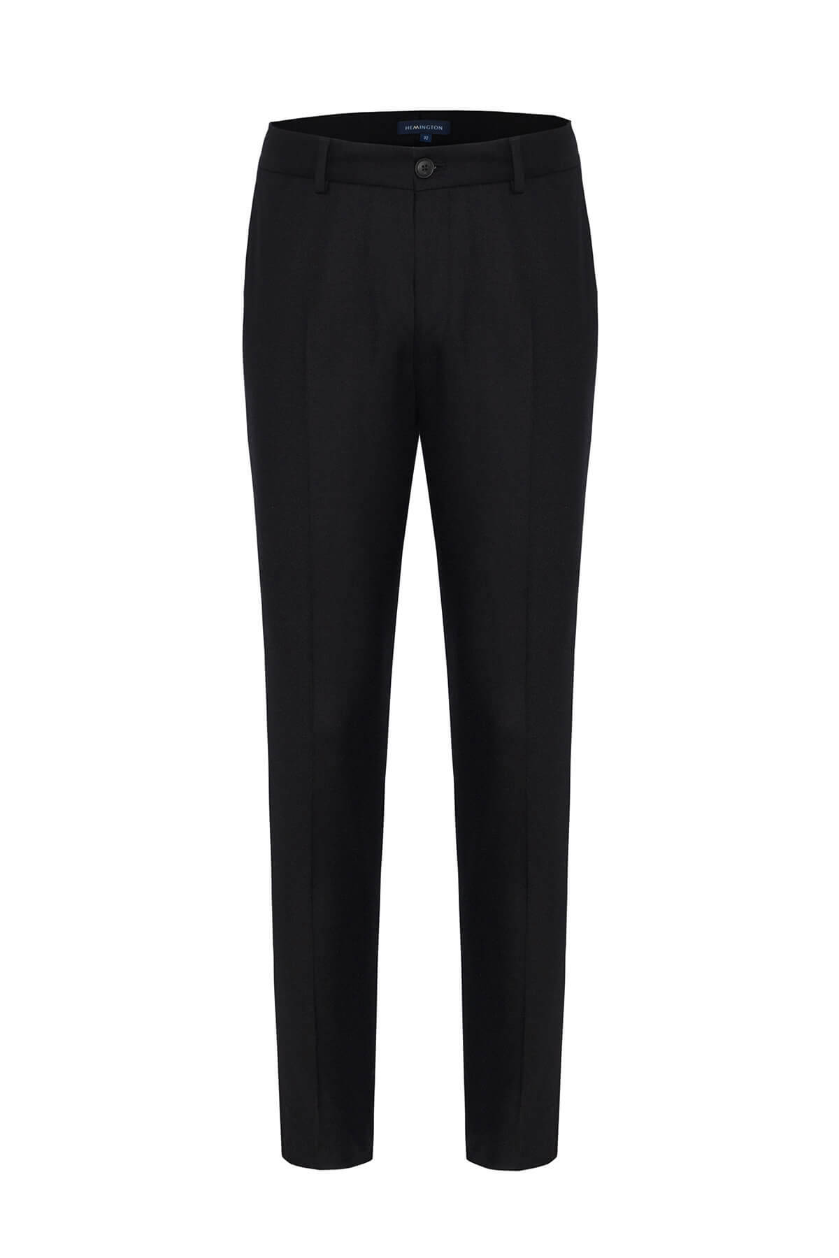 Yün Kaşmir Siyah Flanel Chino Pantolon