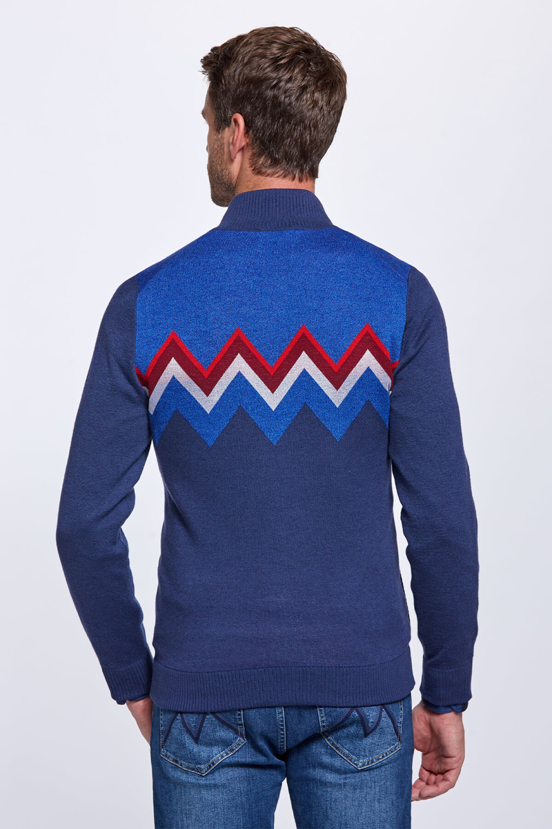 Hemington Zigzag Desenli Yün Karışımlı Lacivert Hırka. 4 Hemington Zigzag Desenli Yün Karışımlı Lacivert Hırka. 4