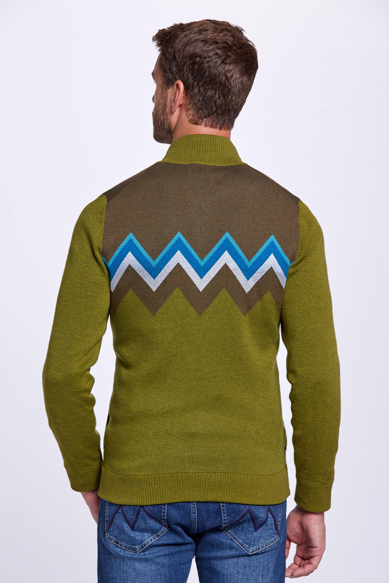 Hemington Zigzag Desenli Yün Karışımlı Yeşil Hırka. 4 Hemington Zigzag Desenli Yün Karışımlı Yeşil Hırka. 4
