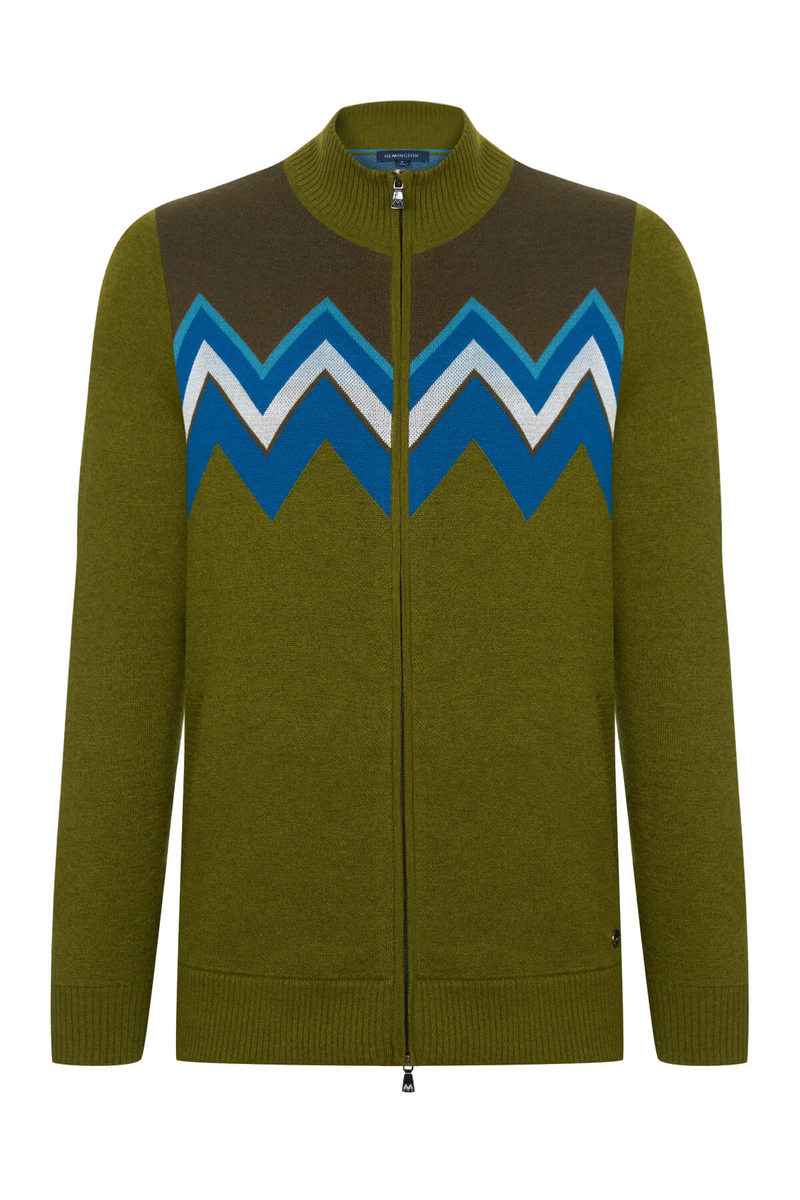 Hemington Zigzag Desenli Yün Karışımlı Yeşil Hırka. 8 Hemington Zigzag Desenli Yün Karışımlı Yeşil Hırka. 8